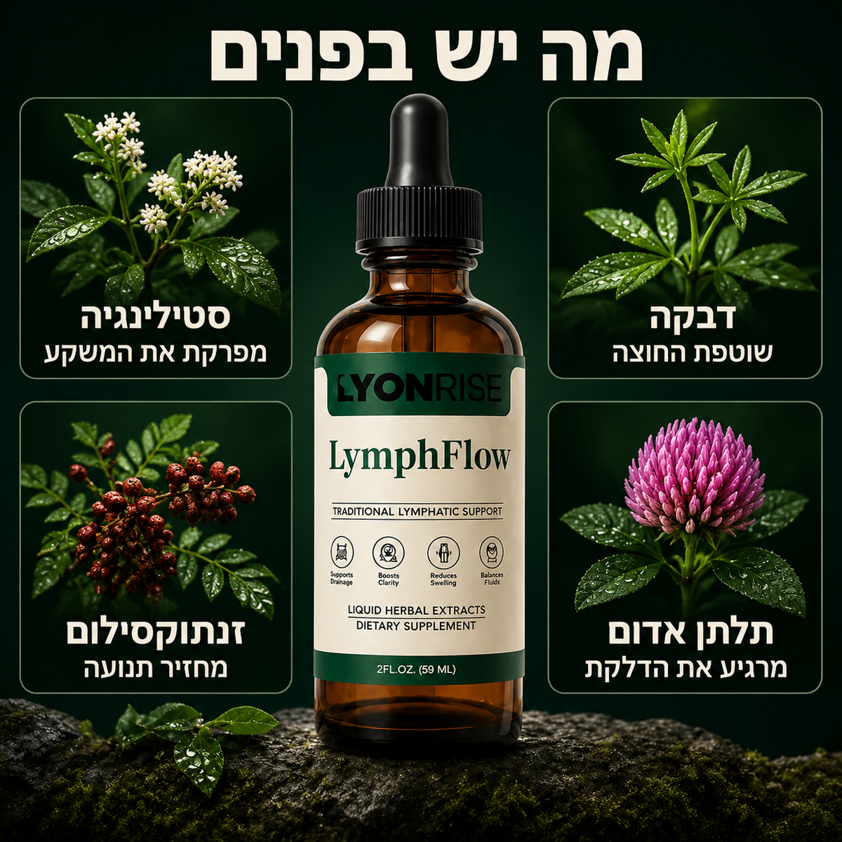 LyonRise LymphFlow, טיפות לניקוז לימפתי לגברים
